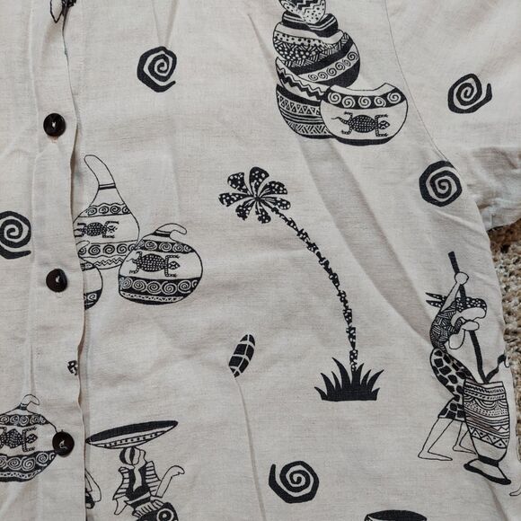 Hot Cotton By Marc Ware 55% Linen Womens Top, Sz XL, Short Sleeve, Button Front - Picture 2 of 6